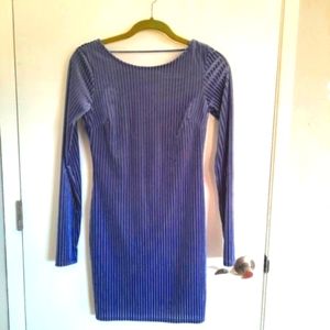 Periwinkle Blue Velour Corduroy Long Sleeve Stretch Mini Dress - Forever 21